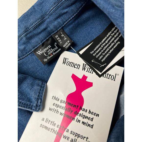 QVC Women with Control My Wonder Denim Embellished Fringe Jacket NWT SIZE L - Picture 7 of 9